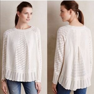 Anthropologie Angel Of The North Cream Nulia Circle Hem Poncho Sweater